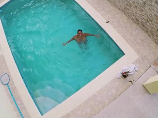 Frolicking In The Pool In My String Bikini Topless!