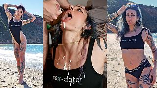 Influencer fake photoshoot ends with lots of squirt and a huge load of cum ENG subs - SEX-DATER