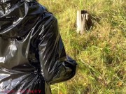 my private secretary in black raincoat having sex with the boss outside after work