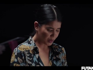 STUCK in the Washing Machine! Trans Shemale Grows Futa Cock And Fucks Female Slut with Anal Creampie