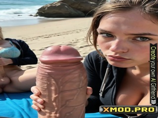 3D Futanari Ai Threesome Sex on the Beach - Masturbation Blowjob and Facial Cumshot