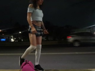 Show my ass in public, school tranny exhibition
