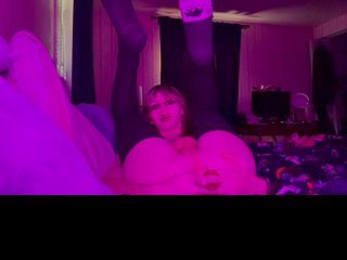 Tgirl anal training with pink dildo