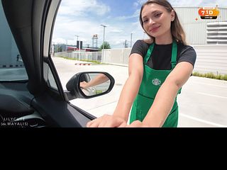 Cute Starbucks Barista Lost a Bet and Fucked Her Way Out of It