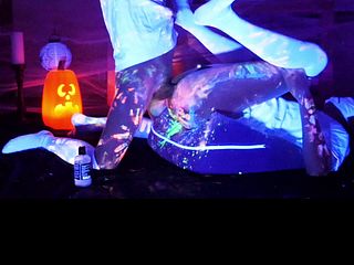 Femboys Messy Halloween Flip Fuck with Glow Paint