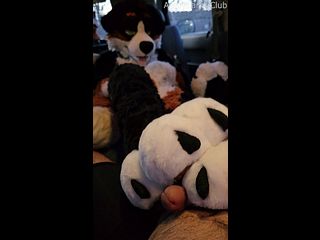 Voz gets a PawJob in the Car from his Horny Furry Step Bro