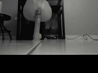 Skinny SexY Sissy enjoying 12in dildo on stripper heels