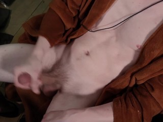 Big White Cock Jerk Off Session Ends in Thick Cumshot (New Angle from Livestreaming)