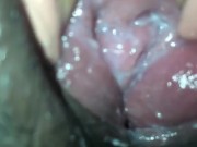 Extreme close up of real virgin wet creamy pussy