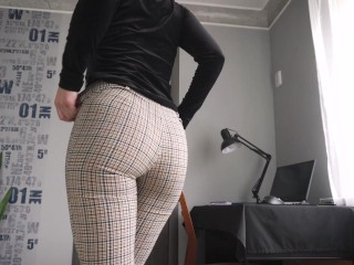 Office Worker Shows Off Ass In Super Tight Trousers