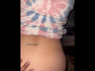 My friend invites me to fuck her in the car! Lace thong!